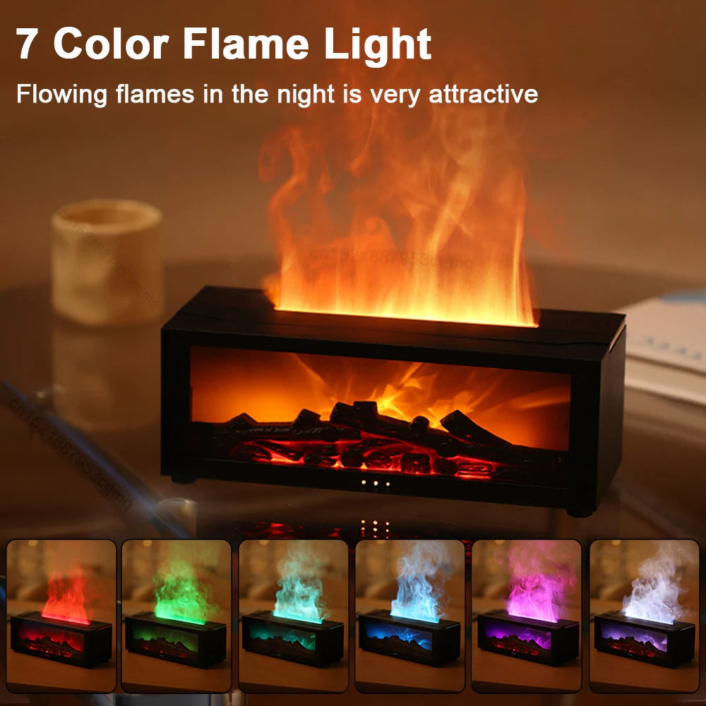 Flame Aroma Humidifier – Essential Oil Diffuser with Night Light for Home Room Fragrance and Aromatherapy