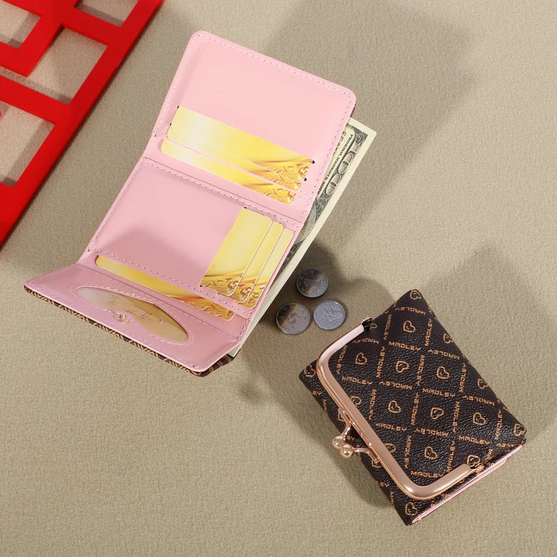 New Women's Wallet with Wrist Strap – Old Flower Design, Large Capacity Coin Clip Bag, Multi-Card Cardholder, Money Clip