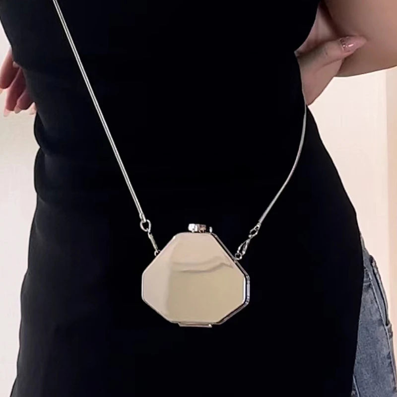 Women Mini Glossy Acrylic Round Small Bags Fashion Mini Square Bags Single Shoulder Crossbody Zero Wallet Small Headphone Bags