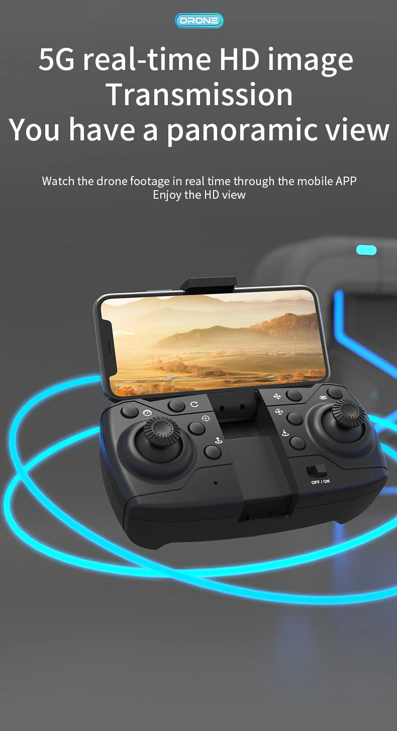 MHD H10 Foldable Brushless Drone 6K HD Dual Camera Optical Flow WiFi Professional Aerial Photography One Key Control Outdoor Toy