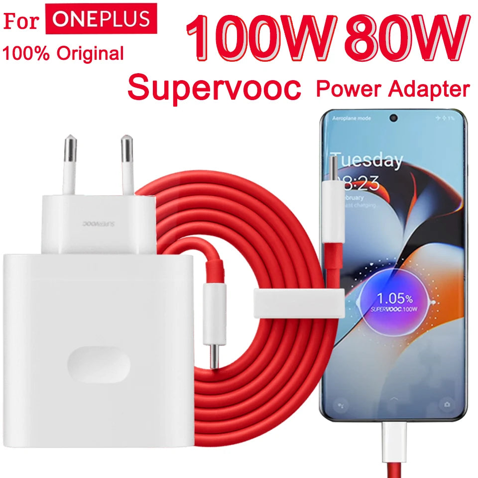 Original Oneplus Laddare Supervooc 100W Typ-A Strömadapter EU USA Supersnabb Typ C Kabel 12 11 10 Pro Nord CE 3