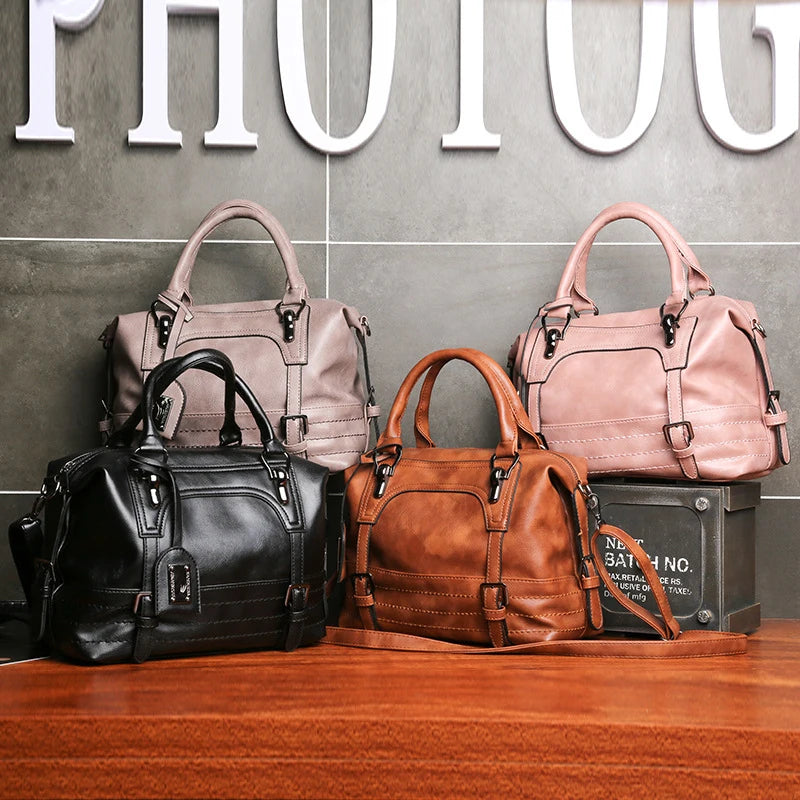 Luxury Women Tote Handbags PU Leather Ladies Boston Shoulder Bags High Quality Female Top Handle Messenger Crossbody Bags