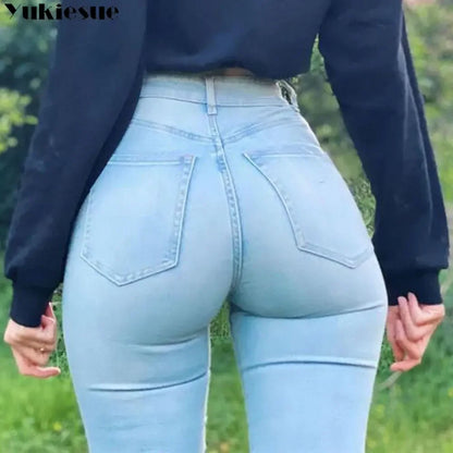 High Waist Skinny Jeans with Stretch Y2K Vintage Style