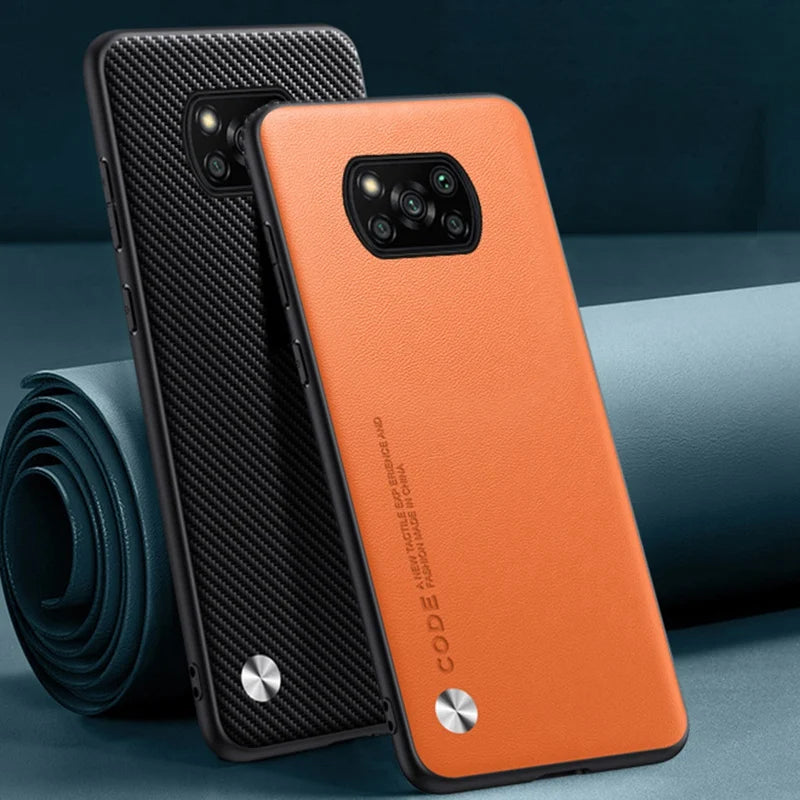 Lyxigt PU-läderfodral för Xiaomi Poco X3 Pro, matt bakstycke Silikonskydd för Poco X3 NFC, X3 Pro, Poco X3 Coque