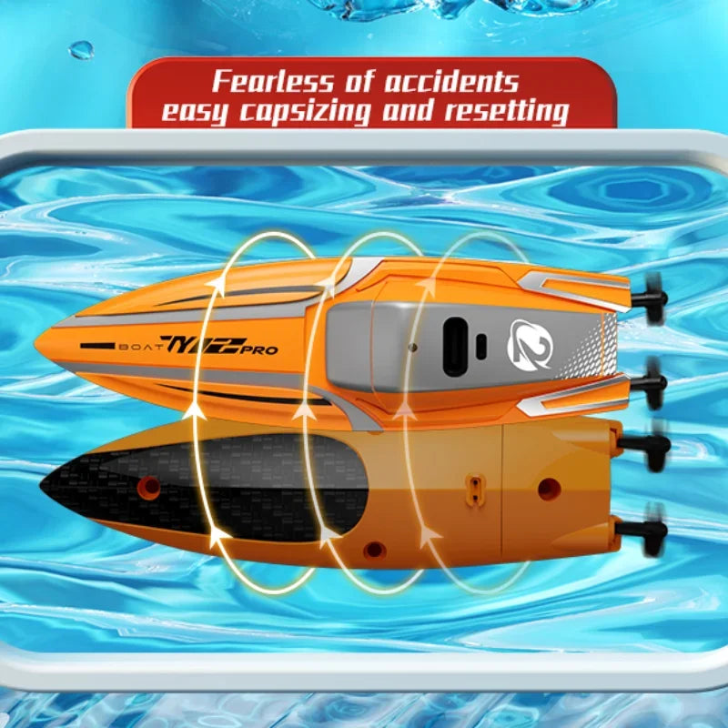 2.4G RC Mini Stunt Speedboat Remote Control double motor High-speed Ship Waterproof Model Kids Toys Water Pool Multiplayer Game