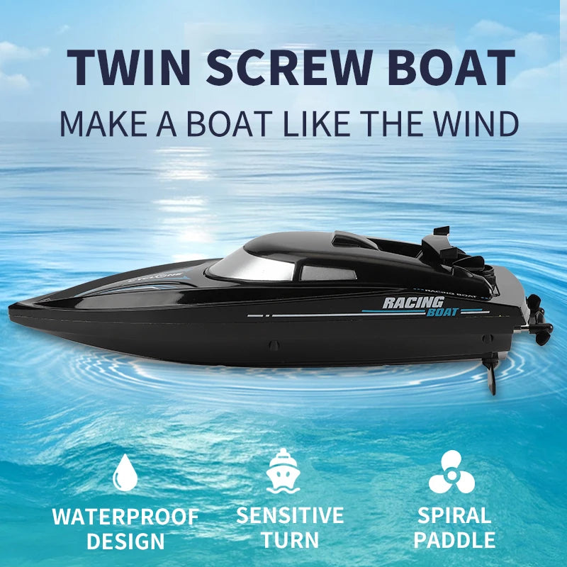 RC High-Speed Boat 10Km/h 2.4G Waterproof Remote Control Boats Ship Speedboats Remote Control Outdoor Toys for Kids Adult Gifts