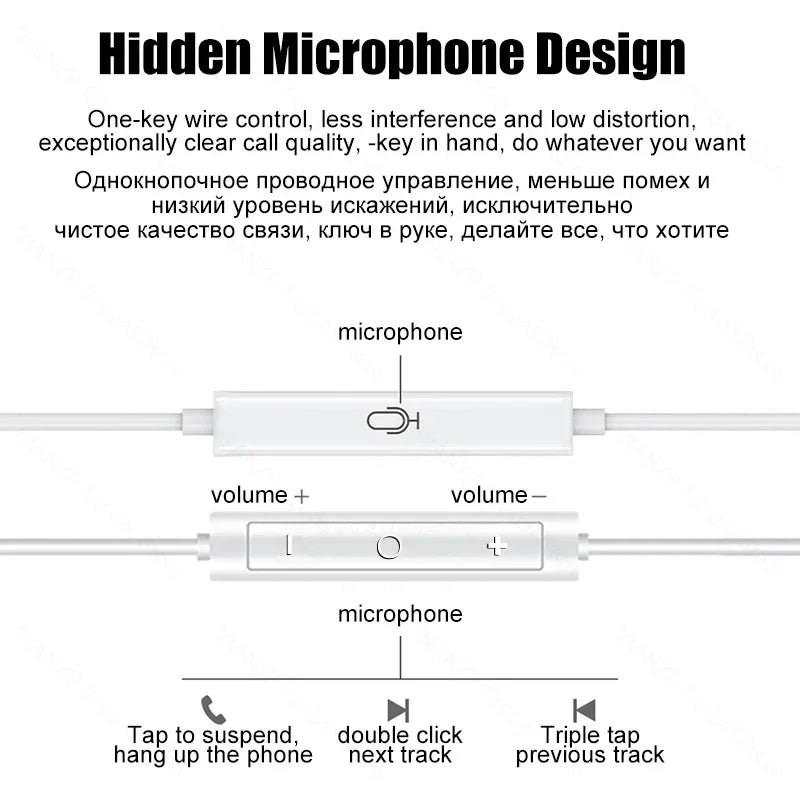 Original Headphones For Apple iPhone 15 14 11 12 13 Pro Max Earphones XR X XS 8 Plus Bluetooth Wired Earbuds Headset Accessories