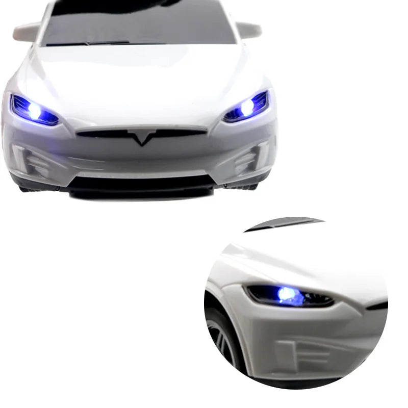 Tesla RC Car – 4-kanals Drift-fjärrkontrollbil med lampor och simulerade dubbla dörrar, plastmodell, barnleksakspresent