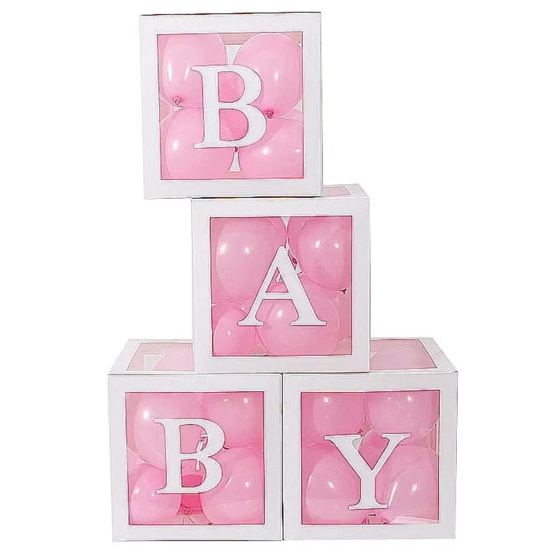 25/27cm Transparent Letter Baby Shower Box Birthday Wedding 1st Birthday Party Decorations Custom Cube Balloon with Letter Box