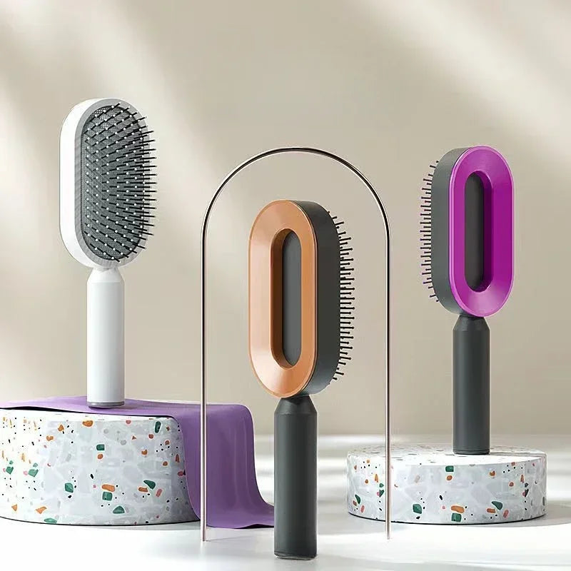 Self-Cleaning Hairbrush for Women – One-Key Cleaning, Hair Loss Airbag Scalp Massage Comb, Anti-Static Hairbrush.