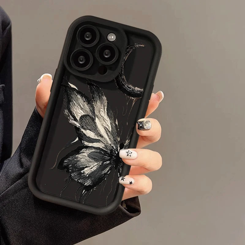 Flytande silikonfodral för iPhone: Stötsäkert Butterfly Soft TPU-fodral