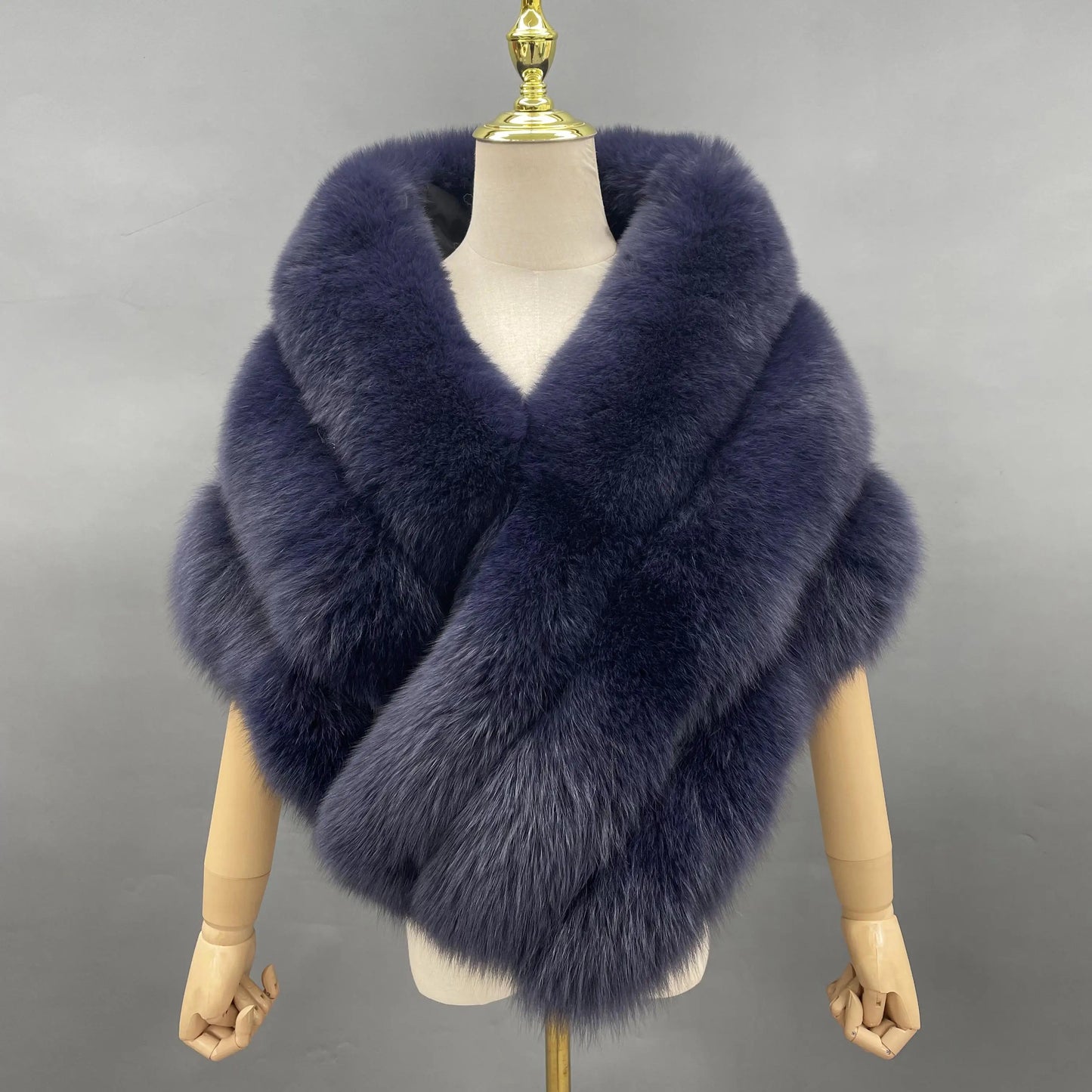 Fluffy Fox Fur Shawl and Poncho for Women