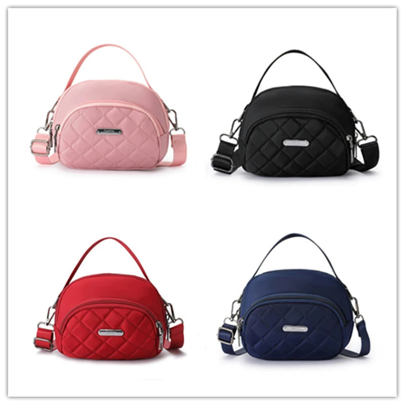 Women’s One-Shoulder Crossbody Bag – Casual Nylon Grid Mini Mobile Phone Bag