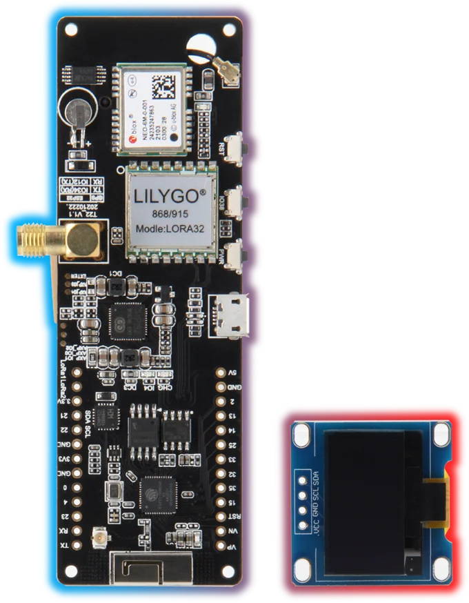 LILYGO® TTGO Meshtastic T-Beam V1.2 ESP32 LoRa 915MHz 433MHz 868MHz 923MHz WiFi BLE GPS With 0.96 inch OLED 18650 Battery Holder