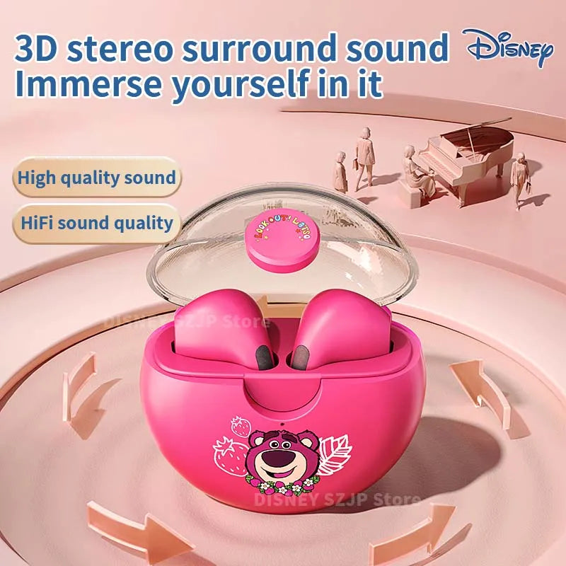 New Disney Q50 Stitch Angel Wireless Bluetooth 5.3 Earphones HiFi Surround Sound Headset Smart Touch Headphone Long Endurance