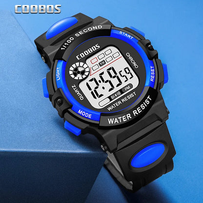 COOBOS Brand Children Watch Sports Digital Watch for Kids Boys Girls Student 30M Waterproof Multifunctional LED Wristwatch