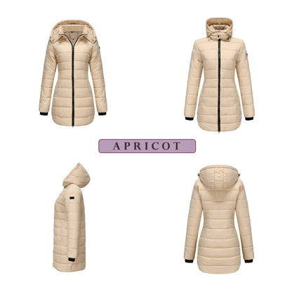 Long Quilted Puffer Jacket for Women in Bold Colors