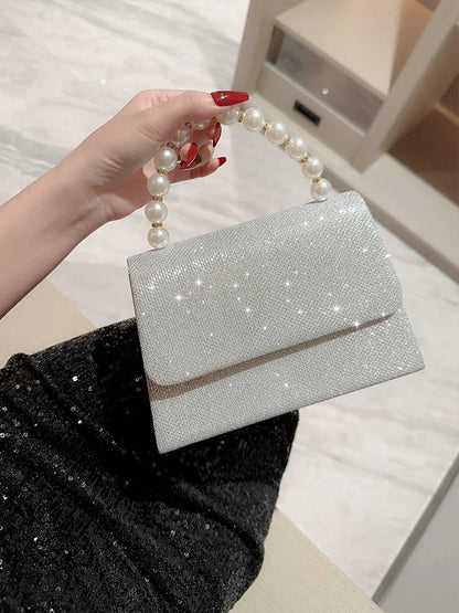 Diamond Square Dinner Handbag – Water Diamond Banquet Bag for Women's Evening Dress, Celebrity Qipao Small Bag