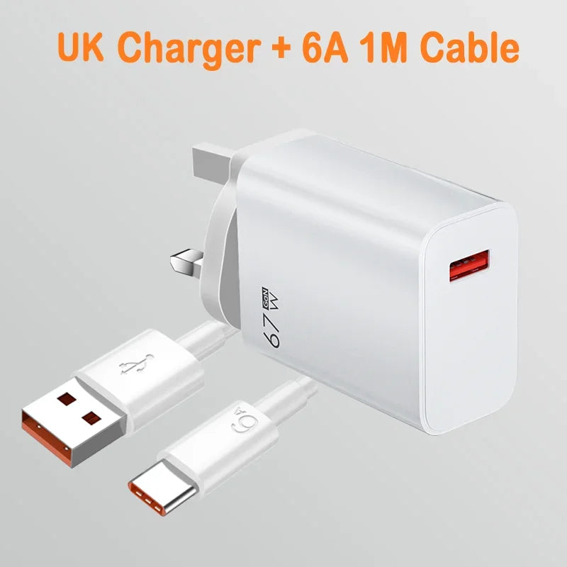 För Xiaomi 67W USB Snabbladdare 6A Typ C Kabeltelefon Strömadapter För Mi 12 11 POCO X5 X4 Pro Redmi Note9 10 11 Laddningslinje