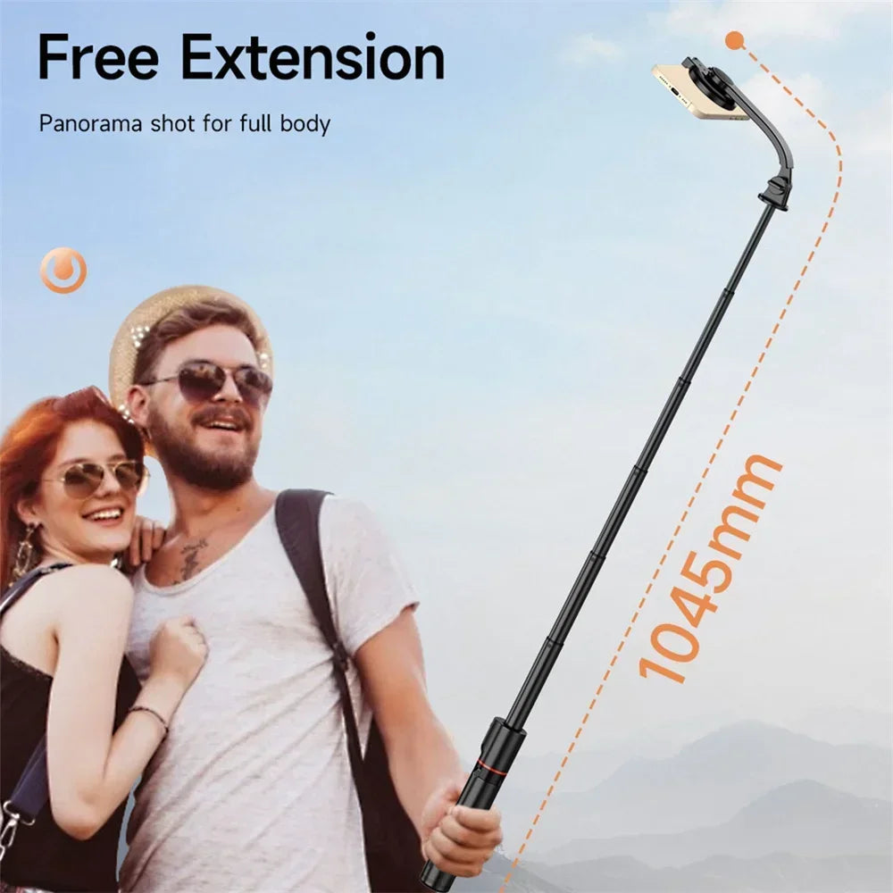 Magnetisk mini förlängningsbar Selfie Stick stativhållare med trådlös Bluetooth-fjärrkontroll för Magsafe IPhone 15 Android Monopod