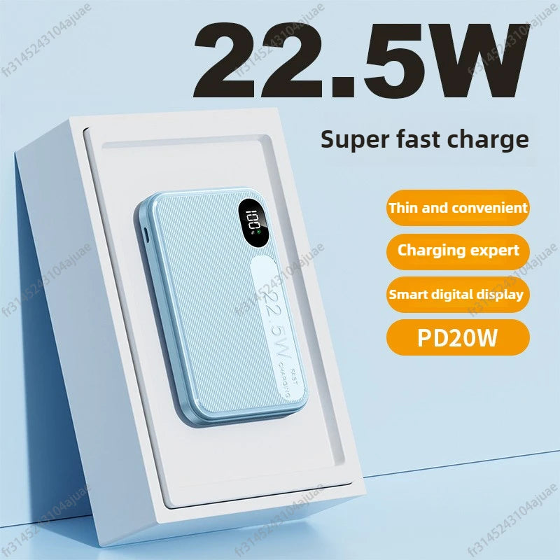 Mini Power Bank 10000mAh med supersnabbladdning PD22.5W och digital display