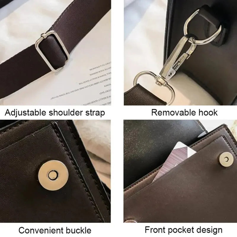 Klassisk designväska i PU-läder Crossbody-väska för kvinnor – Handväska med resehandtag, modeaxelväska, liten väska med flik för damer