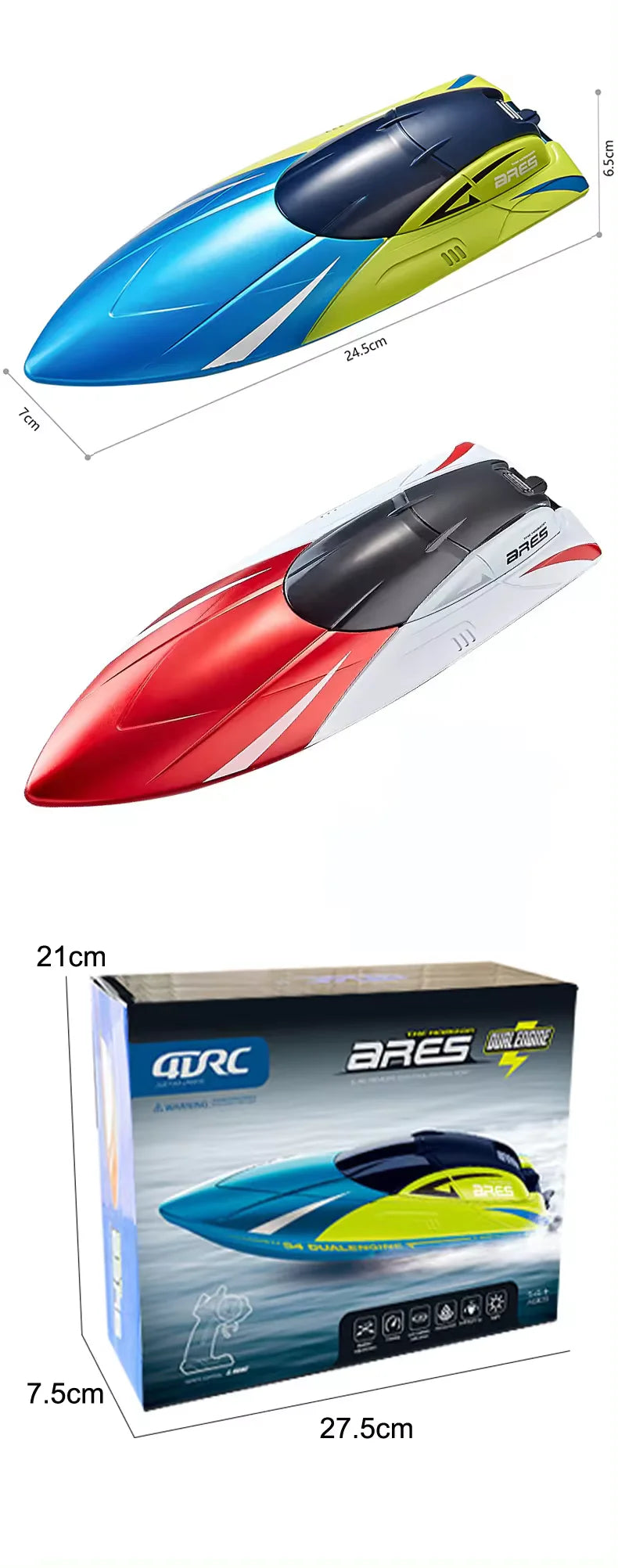 2.4G RC Boat 15 KM/H High-Speed Remote Control Racing Boat Rechargeable Model Electric Radio Speedboat Toys for Boys