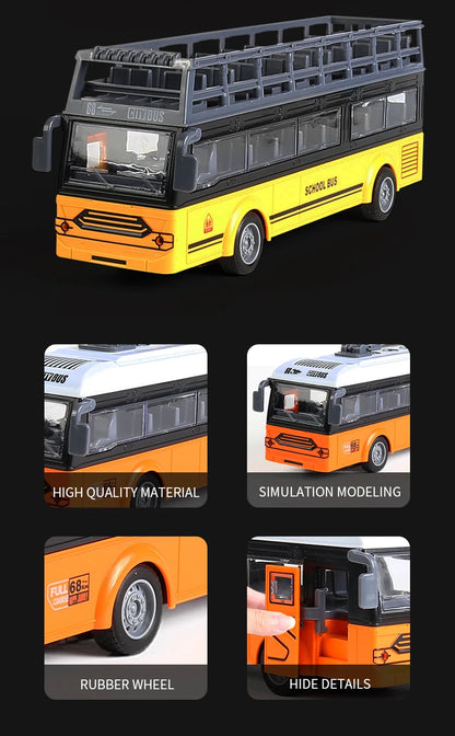 Remote Control Tour Bus – 4CH Double Decker Sightseeing Bus, Simulated Ambulance & School Bus Model, RC Electric Vehicle Toys