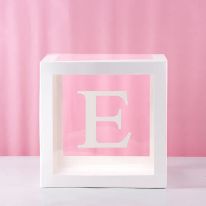 25/27cm Transparent Letter Baby Shower Box Birthday Wedding 1st Birthday Party Decorations Custom Cube Balloon with Letter Box