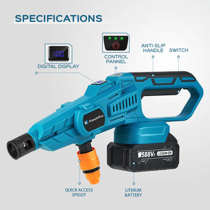 KEEAFFOR 250Bar 3500W borstlös högtrycksvattenpistol 6-i 1 sladdlös uppladdningsbar biltvättpistol för Makita 18V batteri