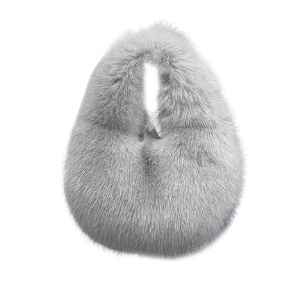 Luxury Faux Fur Ladies Shoulder Bag – Soft Plush Evening Tote Handbag, Fluffy Women's Clutch Crossbody Bag