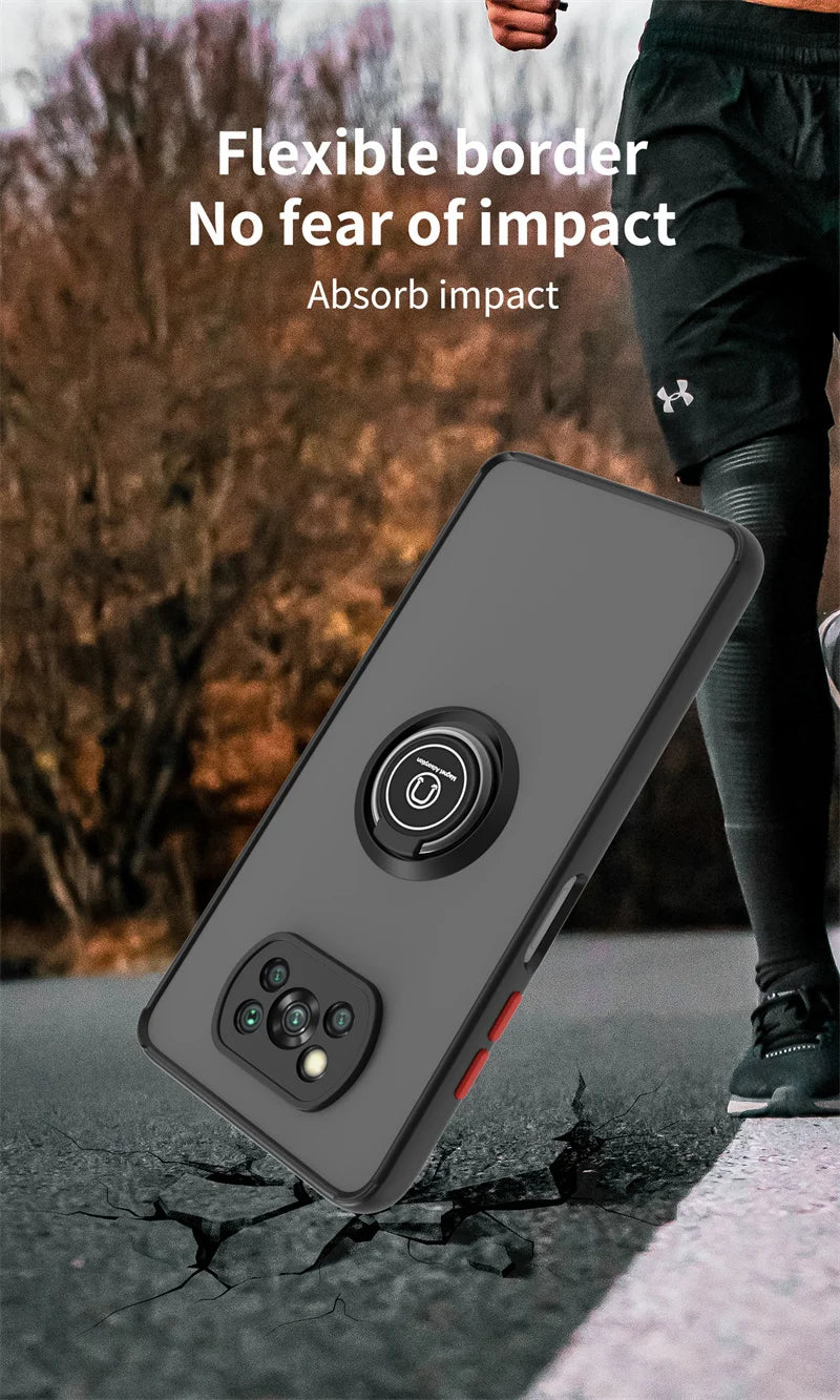 Shockproof Case for Xiaomi Poco X3 Pro, Magnetic Car Holder Ring Stand Phone Cover for Poco X3 NFC, X3 Pro, Poco X3 Pro