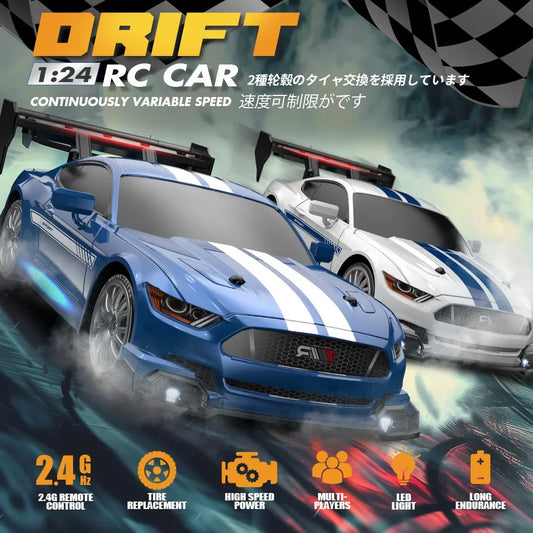 1:24 RC Drifting Car: 4WD, 30km/h, LED Lights, Gyro