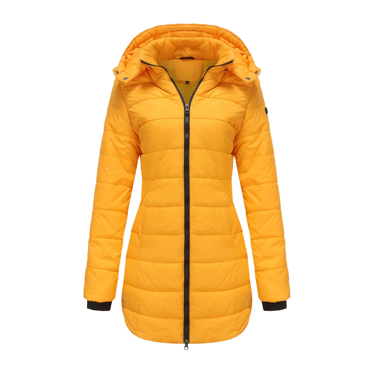 Long Quilted Puffer Jacket for Women in Bold Colors