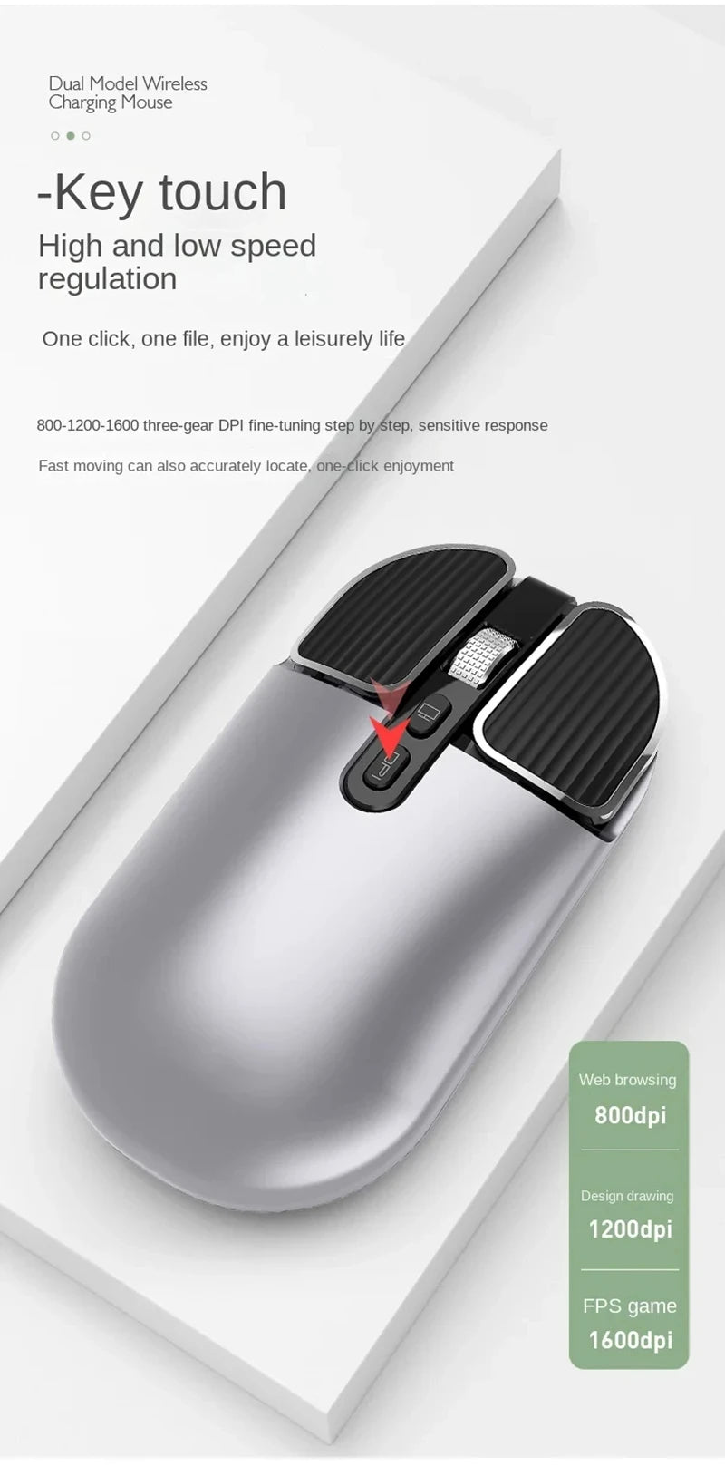 Xiaomi Mouse 2.4GHZ Trådlös Bluetooth Dual Mode Datormus Mute Charge Datorkontor Ultratunn modespelmus Ny