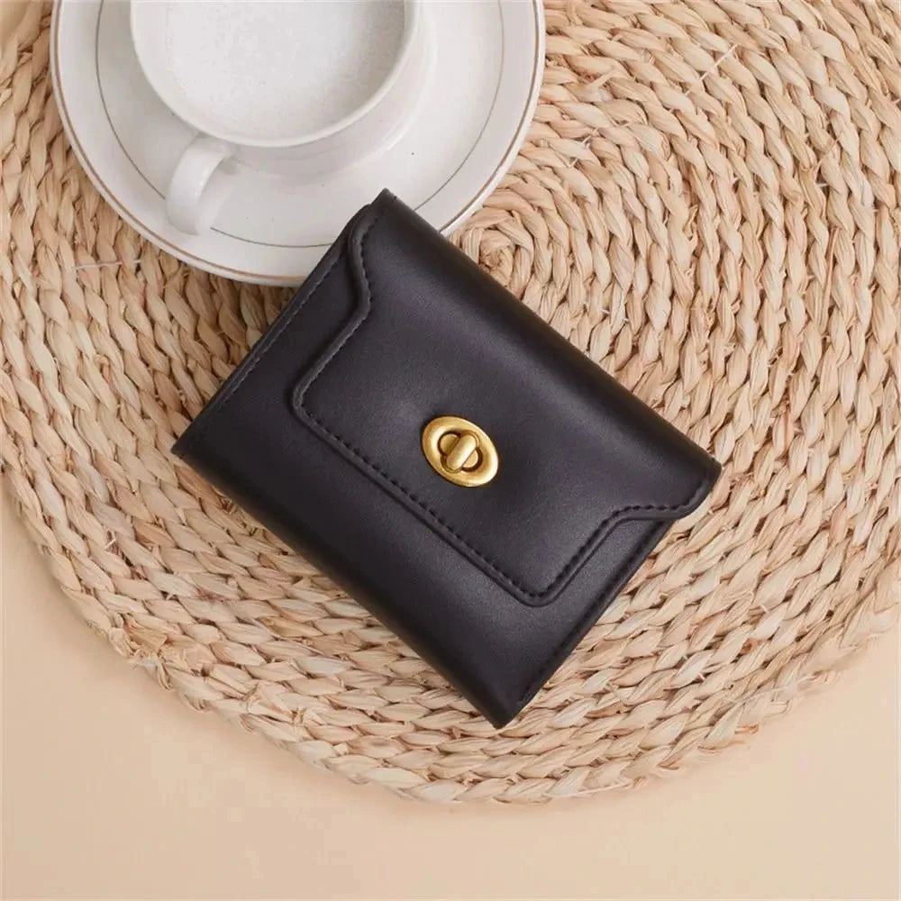 Custom Letters Fashion Women Short Wallet PU Leather Three Fold Wallet Small Coin Purse Ins Style Credit Card Holder Money Clip