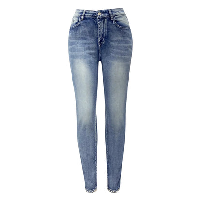 High Waist Vintage Pencil Jeans with Tail Lift Design