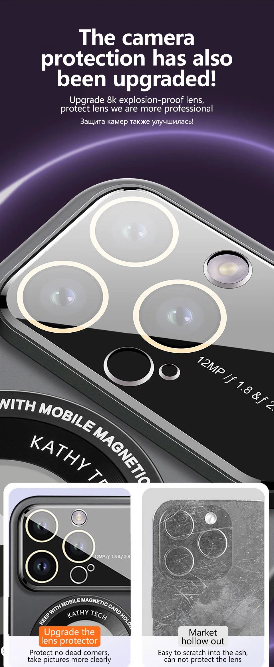 Pulple Luxury Matt Camera Lens Protector iPhone skal