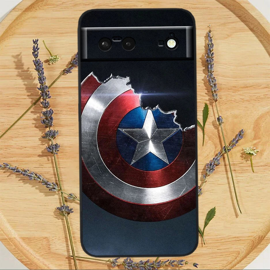 Marvel America Captain Cool Case For Google Pixel: Black Silicon Shockproof Shell Cover