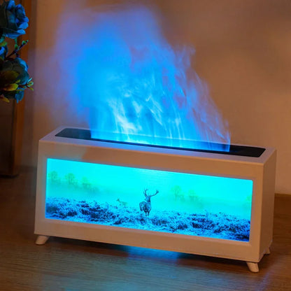 Home Fragrance Diffuser – Simulated Fireplace with Realistic Flames, Quiet Aroma Humidifier, Essential Oil Diffuser with Atmosphere Lamp