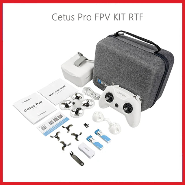 Cetus Pro FPV Kit - Indoor Racing Drone Toy with Frsky D8 Lite Radio 2 SE Transmitter, 5.8G 14DBI VR02 Goggles, and VTX (BNF/RTF Options)