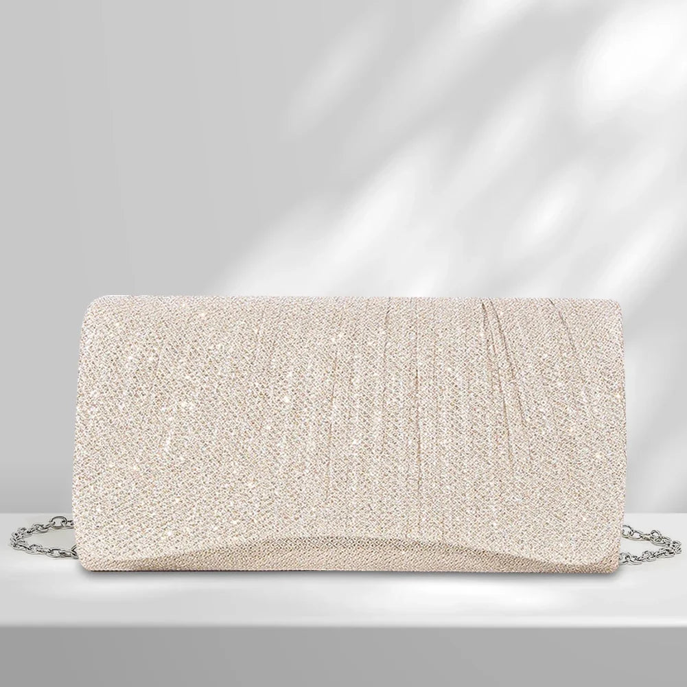 Kvinnor Glänsande Crossbody-väska Elegant glittrande handväska Modekedja Satchelväska Chic Cocktail Bröllopsclutch