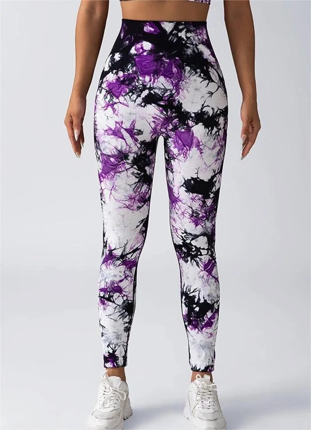 Kvinnors hög midja Tie-Dye Yoga Leggings i 26 färger