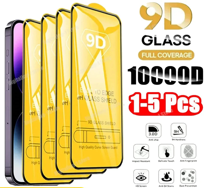 1-5PCS 9D Screen Protector Tempered Glass for IPhone 13 Pro