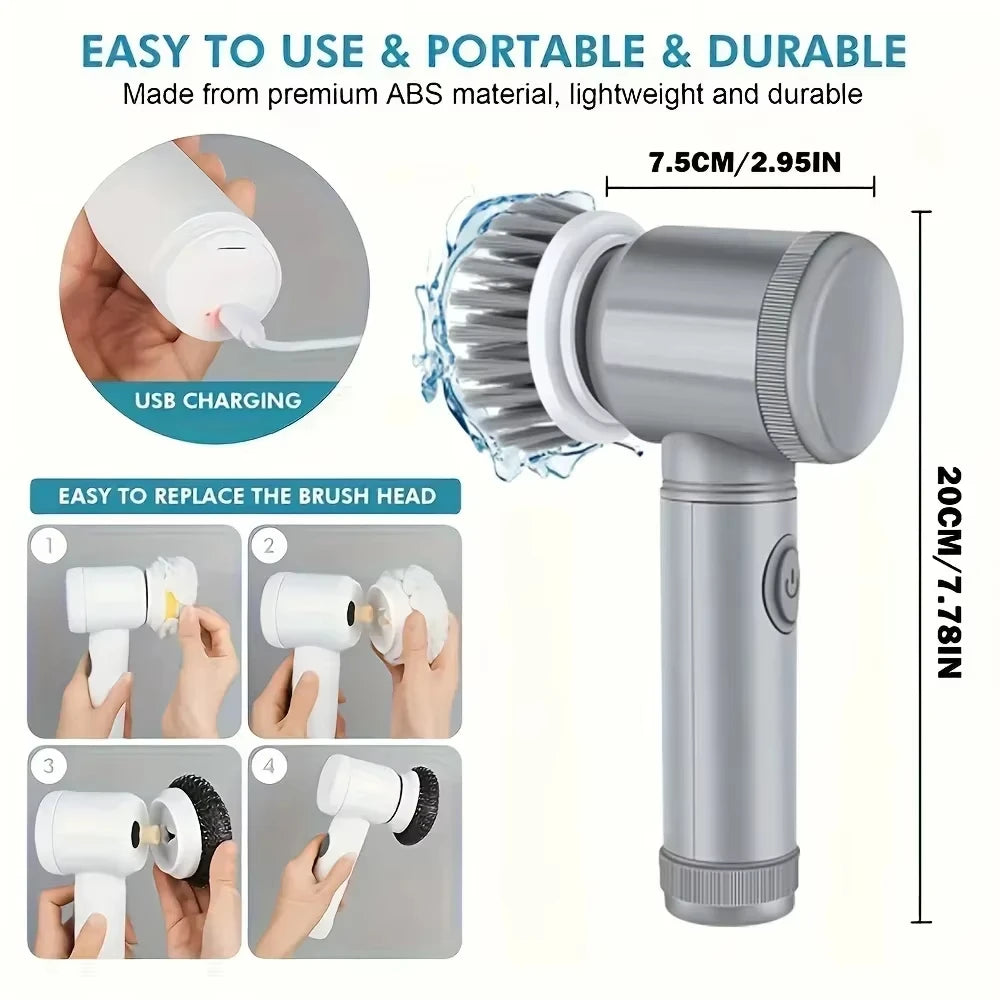 Xiaomi 6-in-1 Electric Cleaning Brush – Wireless Floor Scrubber with Replaceable Brush Heads for Home and Bathroom