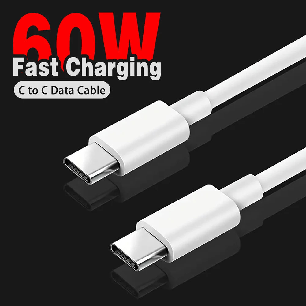 PD 60W USB C to USB Type C Cable Fast Charge Data Cable For Iphone 15 15Pro Huawei Samsung Xiaomi Data Line Black White 1M 2M 3M