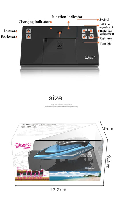 Mini RC-båtar Höghastighetsracerfartyg Fjärrkontroll Speedbåt Barngåva Utomhusspel Vattenleksaker för pojkar Barnpresent
