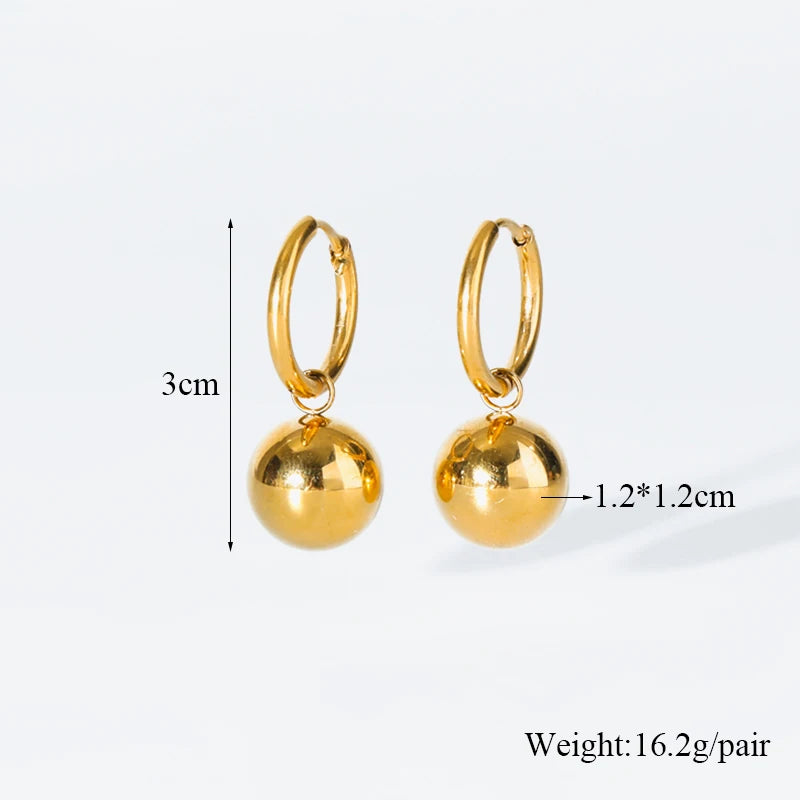 EILIECK 316L Stainless Steel 18K Gold Plated Bead Pendant Necklace Earrings Jewelry Set For Women Waterproof Fashion Jewelry