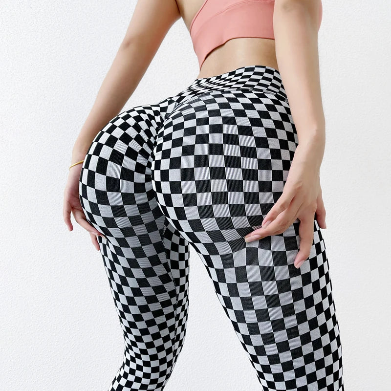 Women's Plaid Thick Leggings for Yoga and Fitness