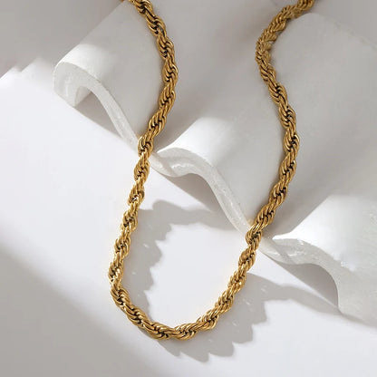 EILIECK 316L Rostfritt stål Metall Twist Wound Chain Halsband För Kvinnor Mode 18K Guldpläterad Hals Kedja Krage Smycken Bijoux